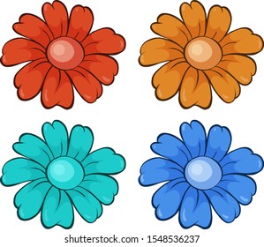 Conjunto aislado de ilustraciones de flores