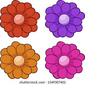 Conjunto aislado de ilustraciones de flores
