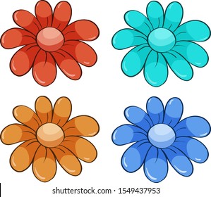 Conjunto aislado de ilustraciones de flores