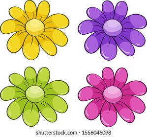 Isolated set of flowers illustration