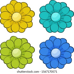 Conjunto aislado de ilustraciones de flores