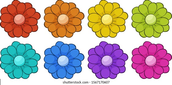 Isolated set of flowers illustration