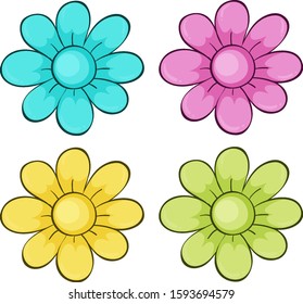 Conjunto aislado de ilustraciones de flores