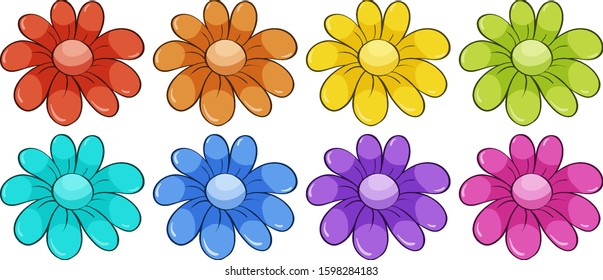 Conjunto aislado de ilustraciones de flores
