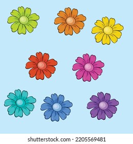 Conjunto aislado de flores vectorial ilustración