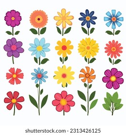 Isolated set of flowers Vector illustration flat style