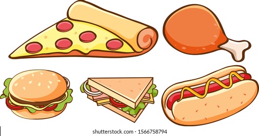 Isolated set of food illustration