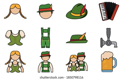 Isolated set group objects october fest icons- Vector