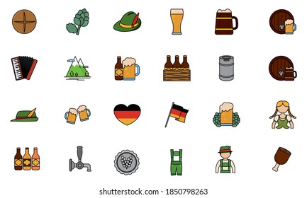 Isolated set group objects october fest icons- Vector