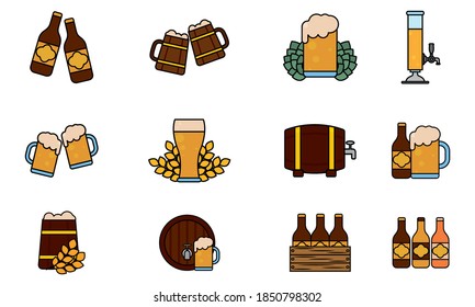 Isolated set group objects october fest icons- Vector