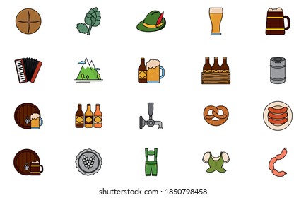 Isolated set group objects october fest icons- Vector