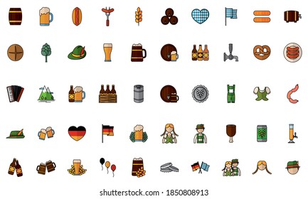 Isolated set group objects october fest icons- Vector