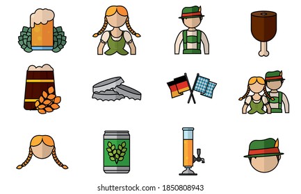 Isolated set group objects october fest icons- Vector