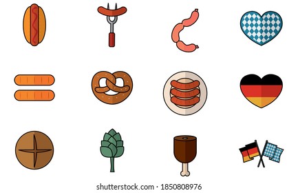 Isolated set group objects october fest icons- Vector