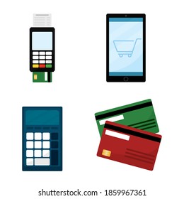 Isolated set group of pay icons in white background - Vector