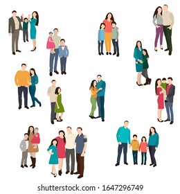  isolated, set of group of people, family