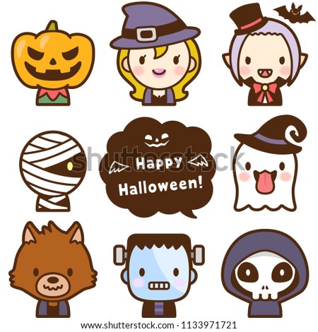 isolated set halloween monsters