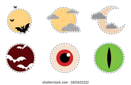 Isolated set halloween october scary icon sticker- Vector