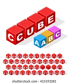 Isolated Set of Isometric Latin Alphabet Letters with Numbers on White Background. Construction Concept. Vector Illustration. 