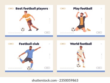 Isolated set of landing page design template for professional training football club and sportsman