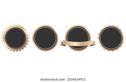 Isolated set of luxury black round blank label templates. Vector illustration