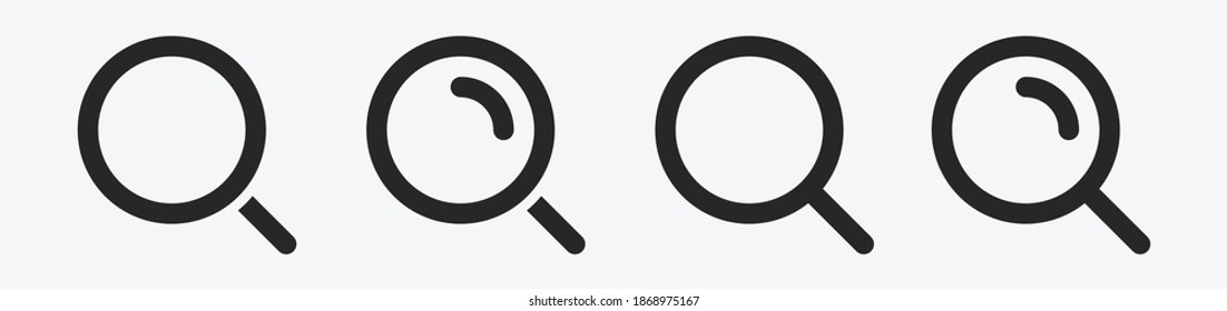 Isolated set Magnifying glass icon flat classic design. Search icon. Vector illustration.	
