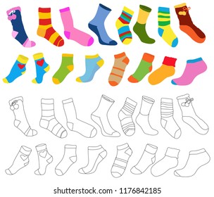  isolated  set multi  colored socks