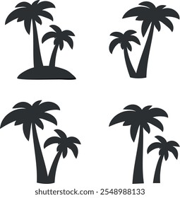 Isolated set of palm trees silhouettes