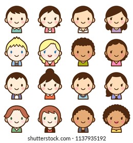 Isolated set of people all over the world man & woman avatar