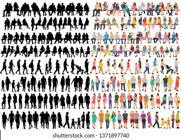  isolated, set of people in flat style