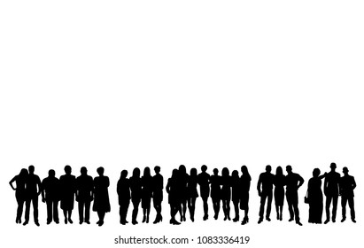  isolated set of people silhouettes crowd, group