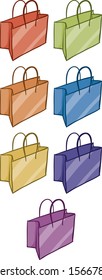 Isolated set of shopping bags in different color illustration