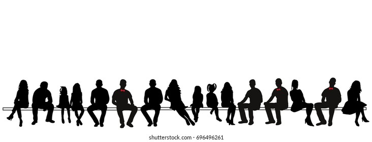  isolated set of silhouettes of seated people collection of silhouettes