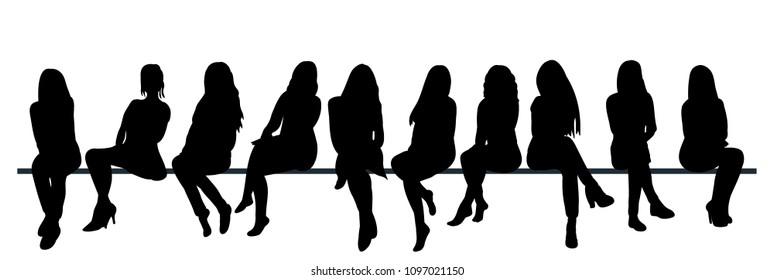  isolated, set of sitting girls