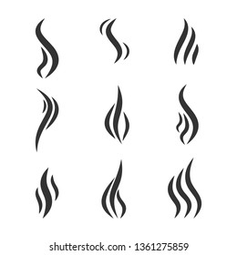 Isolated set of smoke vector icon. Smoke, steam, aroma. Vector illustration.