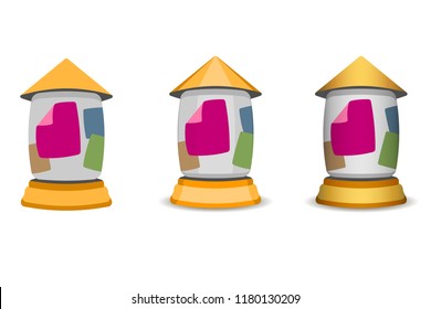 Isolated set Stand Pillar for Outdoor Advertising on white background