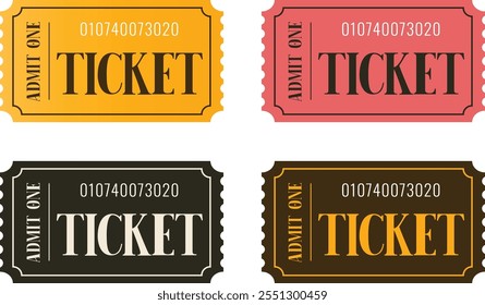 Conjunto aislado de entradas. Admite un ticket. Ilustración vectorial