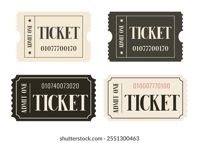 Conjunto aislado de entradas. Admite un ticket. Ilustración vectorial