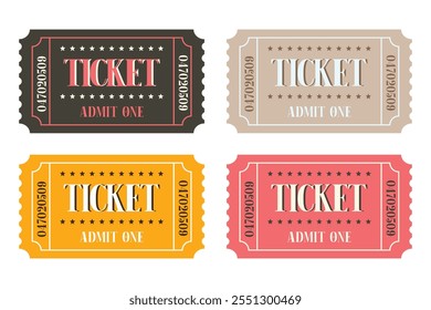 Conjunto aislado de entradas. Admite un ticket. Ilustración vectorial