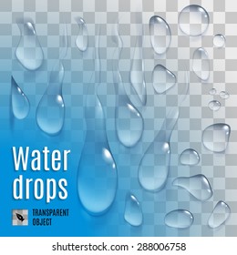 Isolated set of transparent variety water drops