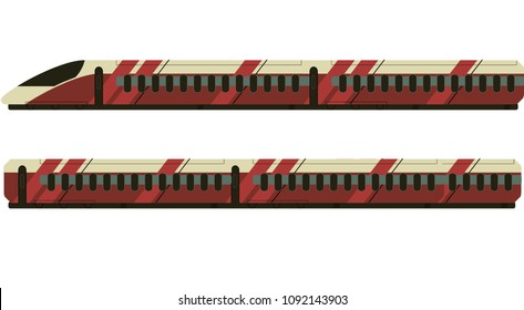 Isolated set of  travel transport items - high-speed train, train subway car. Illustrations flat isometric icons for traveling, flying, resting, airport, station, metro.