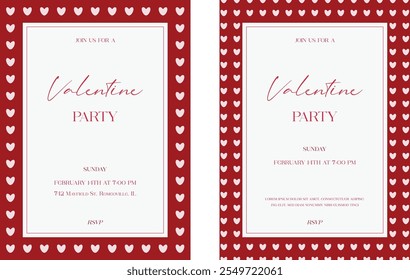 Isolated set of Valentine's Day party invitations. Vector illustration