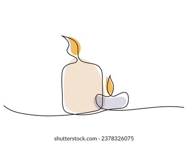 Isolated set of vector candles in one line color