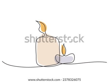 Isolated set of vector candles in one line color