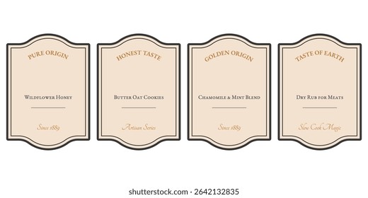Isolated set of vintage light Labels with frame