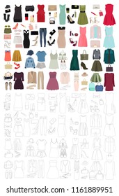  isolated, set of women fashion clothes