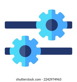 Ajustes aislados en un icono plano sobre fondo blanco. Configuración, rueda cognitiva, máquina, transmisión