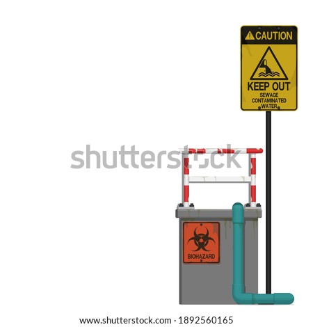 Isolated sewage treatment pool on white background