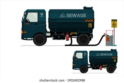 Isolated sewage truck on white background