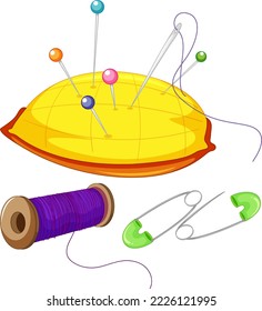 Isolated sewing kit on white background illustration